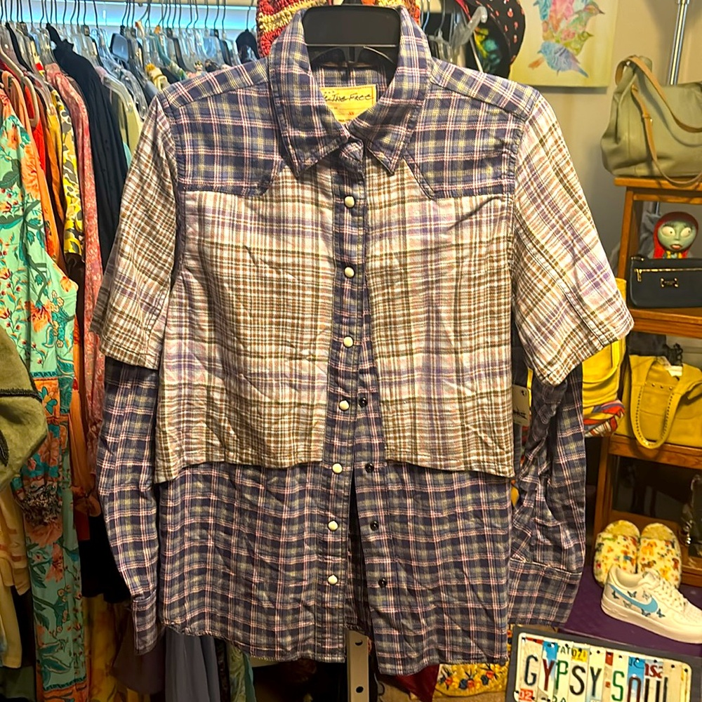 Free People | NWT We The Free Layer It Up Plaid Top Sz XS - Picture 7 of 12